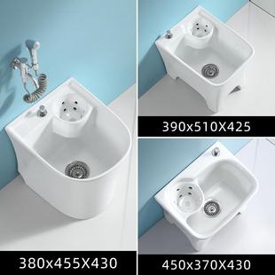 地拖池阳台家用卫生间拖布池水槽 达芬莎拖把池带沥水篮陶瓷一体式