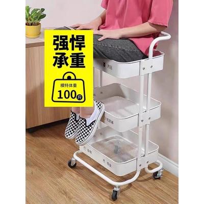 碳钢小推车置物架落地多层厨房可移动新生儿婴儿用品零食收纳书架