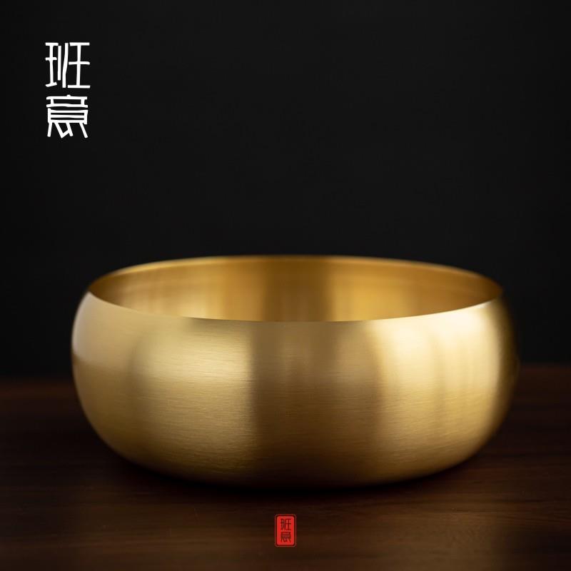 班意纯铜茶洗杯洗大号建水茶碗杯洗铜制茶洗茶具配件洗茶杯碗