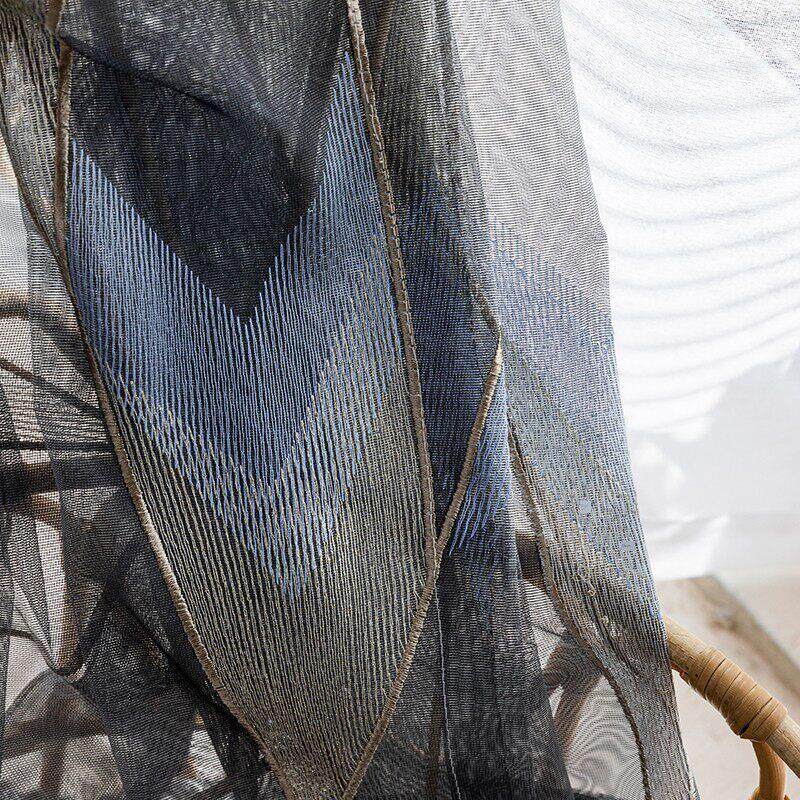 几何纱 精致绣花窗纱窗帘简约现代北欧风格 客厅书房卧室成品定制