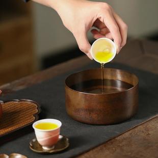 家用水盂笔洗茶渣缸功夫茶道配件 手工复古铜茶洗水洗杯洗日式