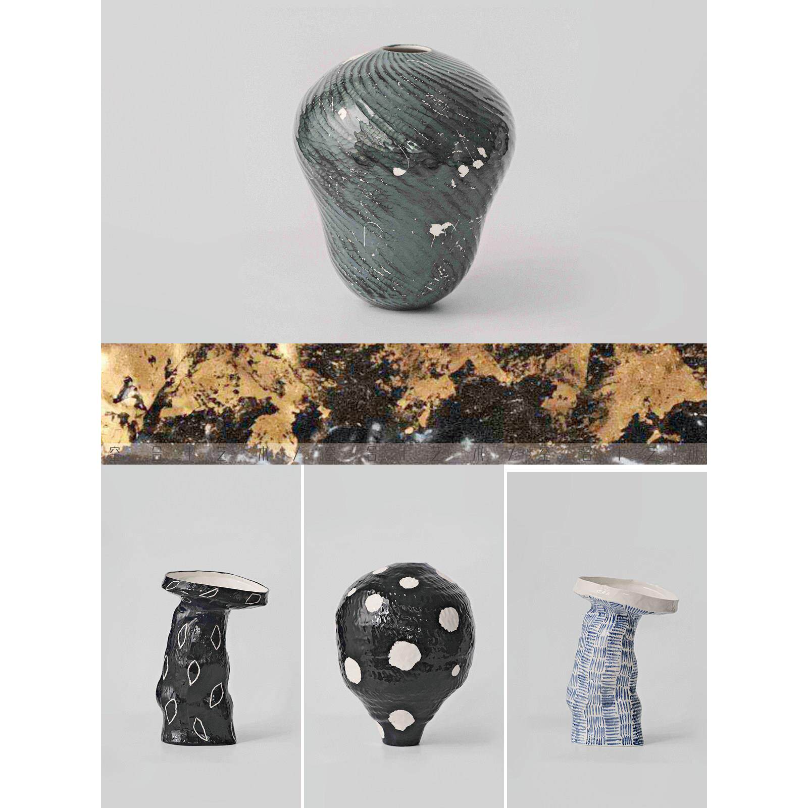 孔河艺术“覆古风格”陶瓷花器艺术品装饰样板房客厅台面花瓶装饰