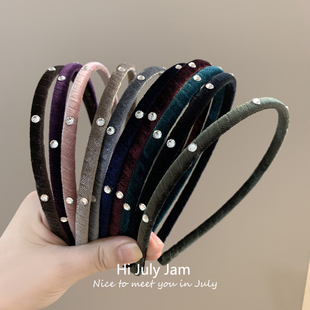 韩国丝绒水钻细款 简约气质洗脸压发卡高颅顶发饰头饰 发箍2025新款