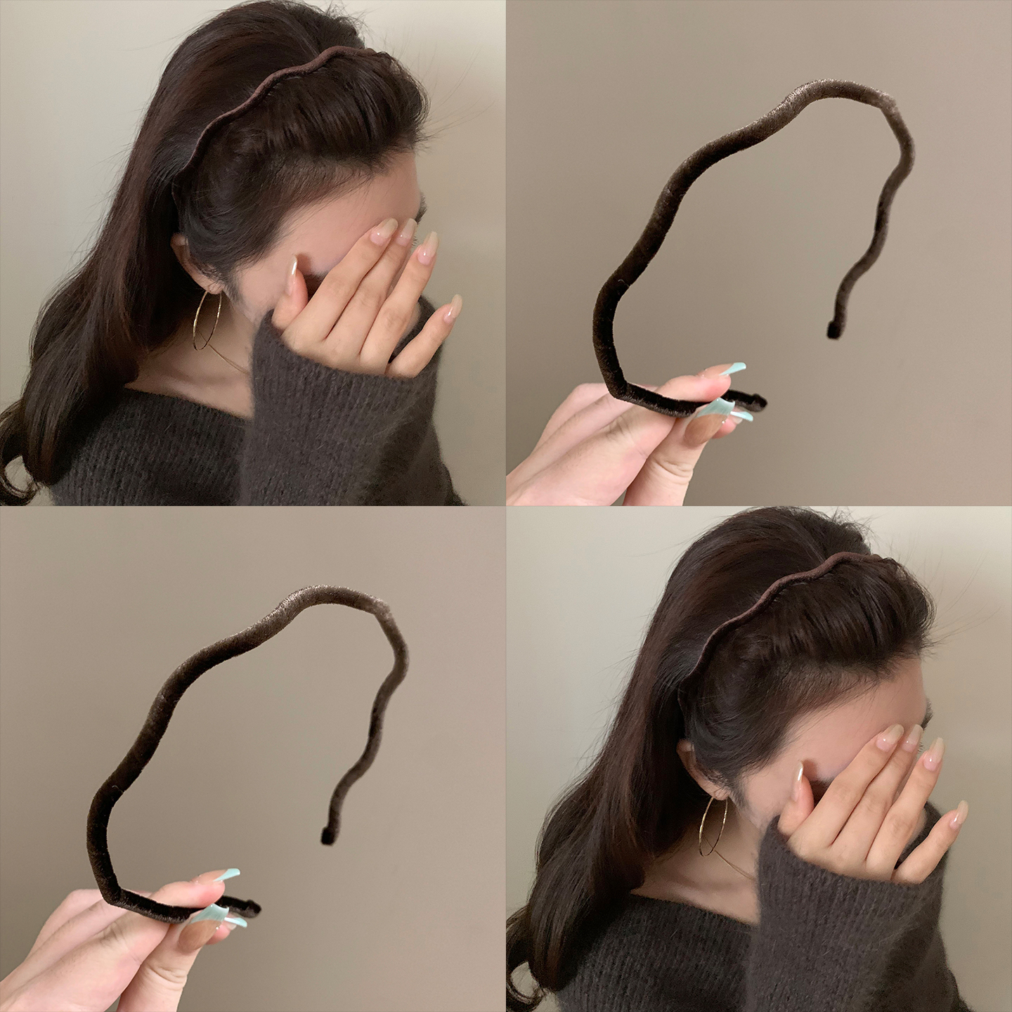 高级感极细发箍~丝绒发卡