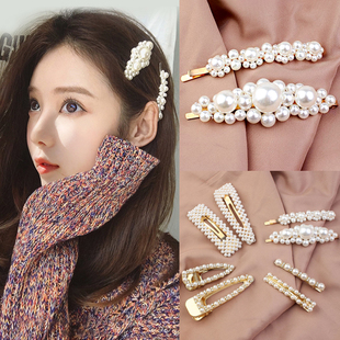 气质甜美珍珠发夹2025年网红新款 高级感一字夹侧边刘海鸭嘴夹发卡