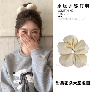 甜美气质花朵枕头大肠发圈春夏新款 小众高级感百搭丸子头发绳头饰
