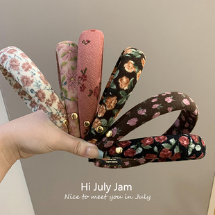 韩国莫奈后花园复古花色发箍2025年秋冬新款 高颅顶显脸小头箍 法式