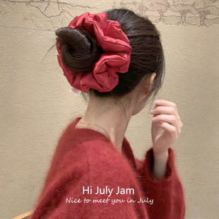 小枕头 双层缎面大肠发圈大号填充棉睡眠头绳蓬松大肠圈发饰头饰