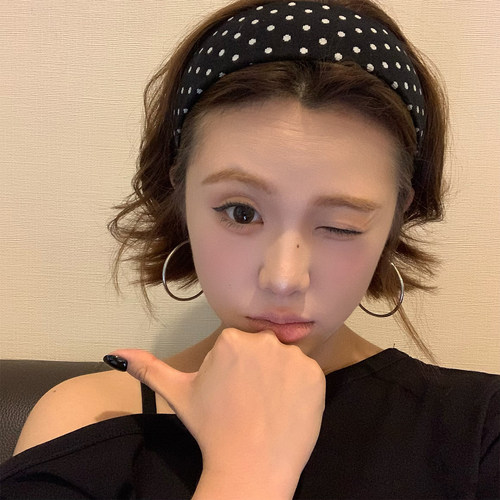 复古韩系！黑白波点宽边发箍女！2026新款高颅顶显脸小头箍盘发器