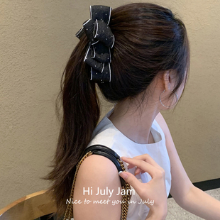 轻纱慵懒 韩国细闪蝴蝶结香蕉夹女后脑勺高级感竖夹大号头饰发饰