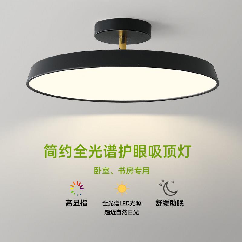 卧室灯现代简约护眼过道创意个性可调节斜顶房间灯圆形LED吸顶灯