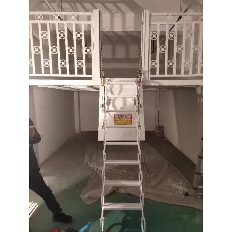 家庭楼梯壁挂式侧面安装伸缩楼梯阁楼折叠侧面安装楼梯家庭梯子隐