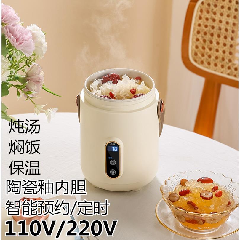 110V美规养生锅手提锅煮饭煲汤锅小型家用副食品电热杯炖煮锅电炖