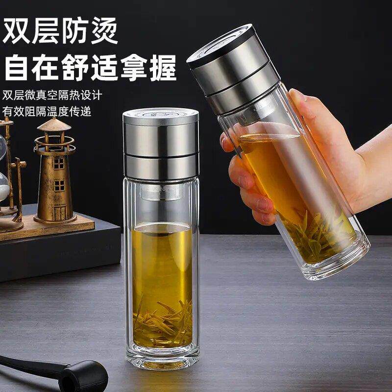 钢化玻璃杯防摔耐高温一键开盖车玻璃杯