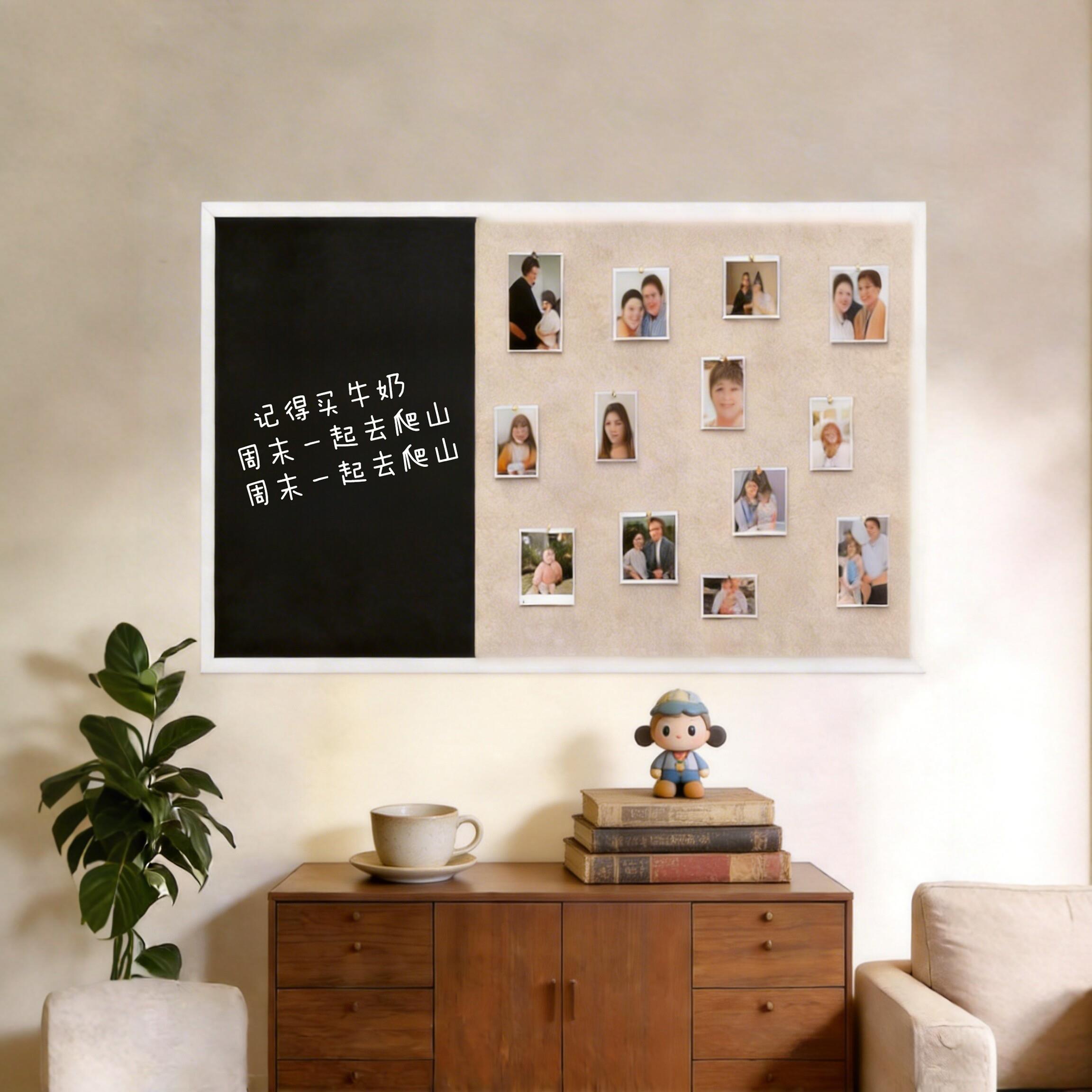 磁吸黑板墙贴毛毡板拍立得照片墙展示板留言板墙面装饰可擦写字板