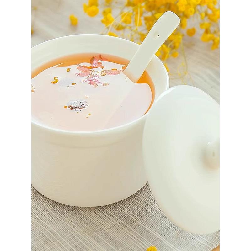 景德镇陶瓷炖锅防水炖锅骨瓷白带盖釉下彩燕窝汤杯儿童蒸蛋户