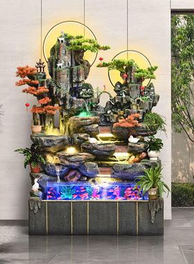 大型假山鱼池循环水喷泉风水轮庭院客厅入口加湿器开口乔迁装修
