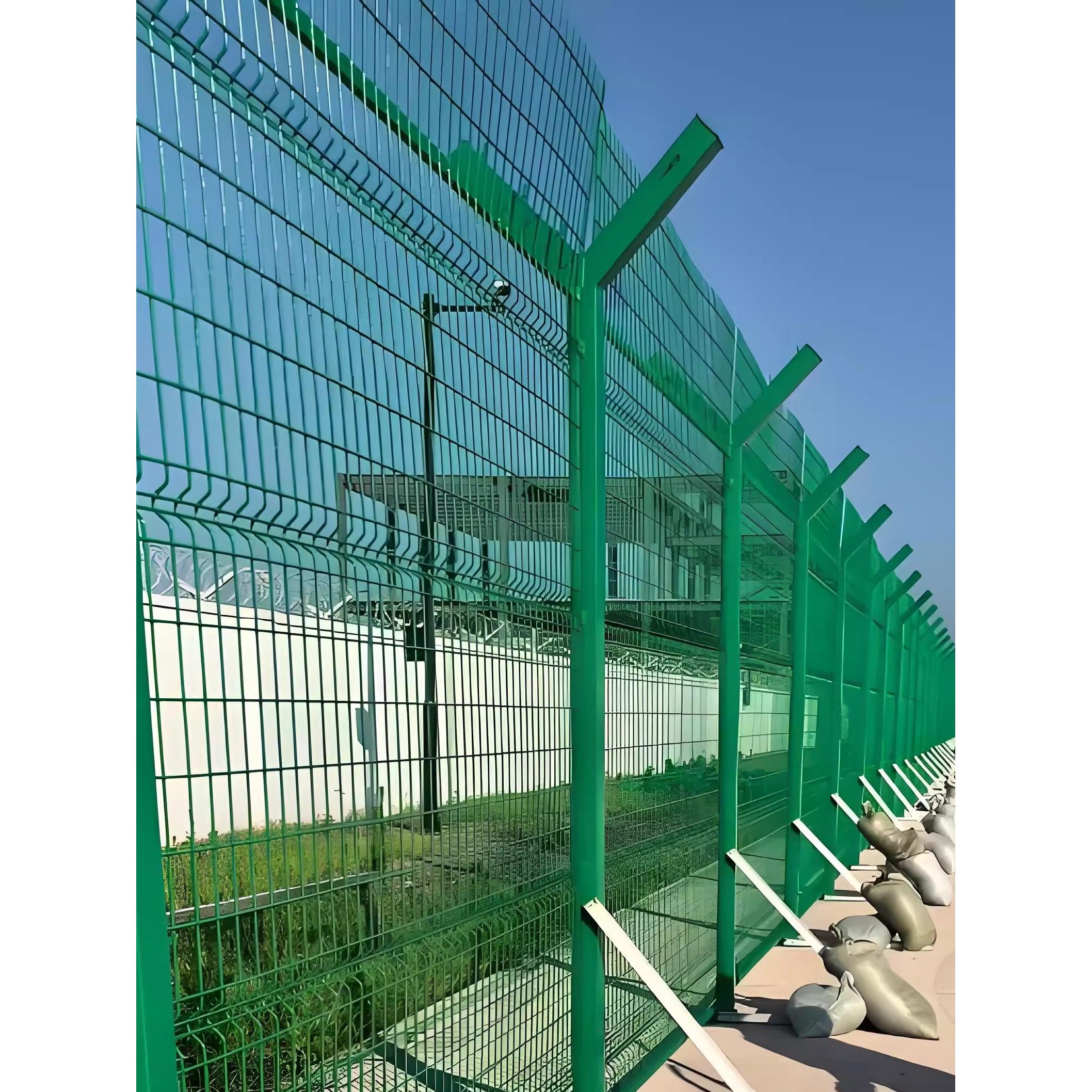 机场护栏机场高速公路隔离围网铁路防护栅栏防抛网双边丝光伏护栏