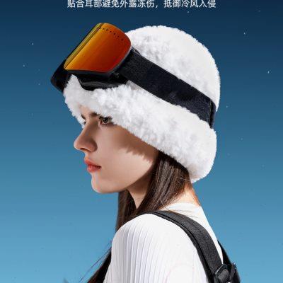 滑雪针织帽女秋冬季保暖帽子护耳防寒户外骑行防风毛线帽子冷帽