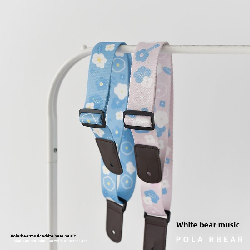 白熊音乐原创设计独家尤克里里带尤克里里斜肩带花自由尾钉