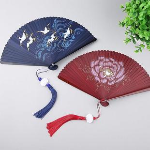 精扇门扇子折扇迷你全竹扇女烤漆雕花镂空工艺中国风古典礼品小扇