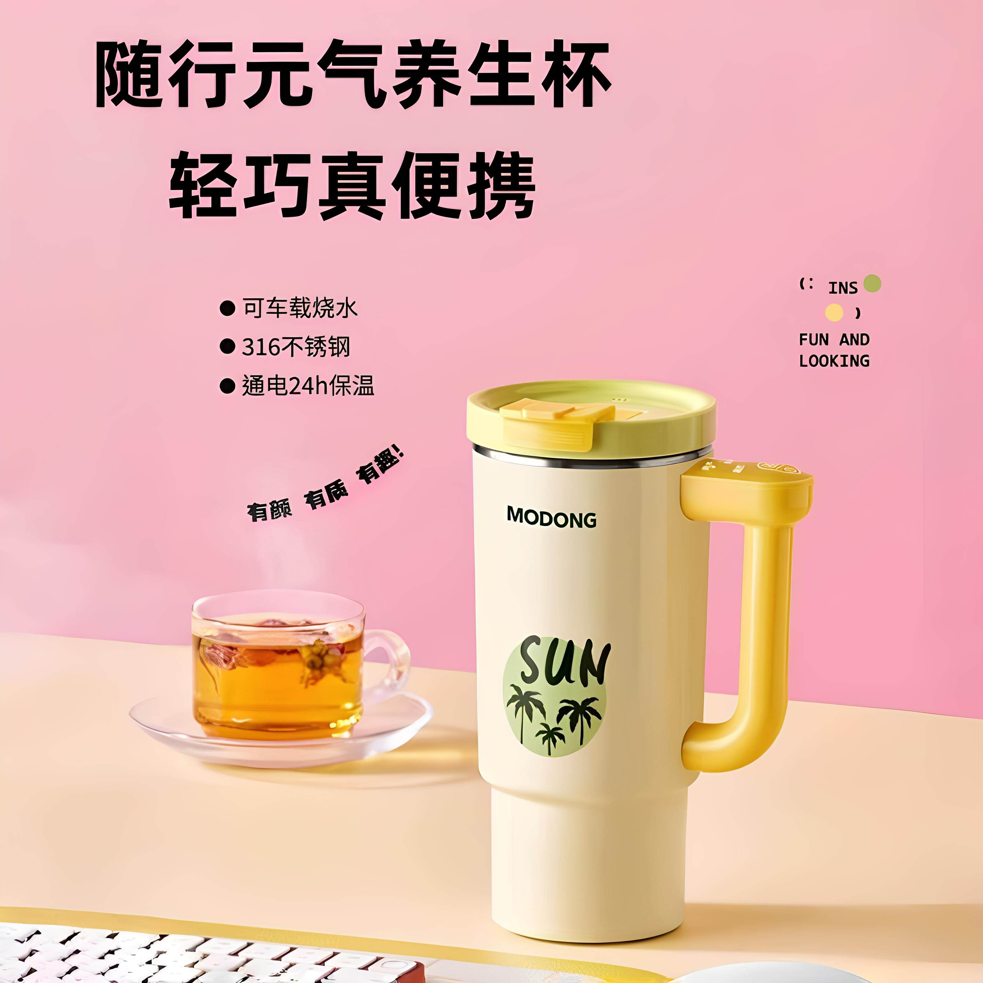 旅行便携式烧水杯加热保温手持养生壶办公室电热杯316不锈钢车载