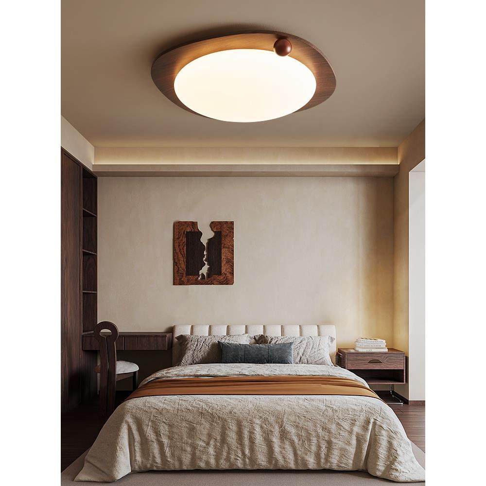 覆古胡桃色Wabi-Sabi风格Led吸顶灯日本风格Wabi-Sabi风格卧室灯