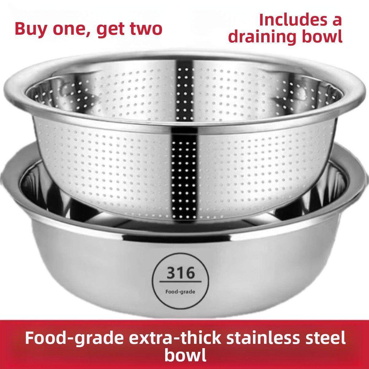 食品级不锈钢盆316L洗菜盆带排水篮，家用厨房滤器，洗米工具，水,餐饮具,洗菜盆/沥水篮/漏水筛,淘宝优惠券,粉丝福利购,淘宝优惠卷