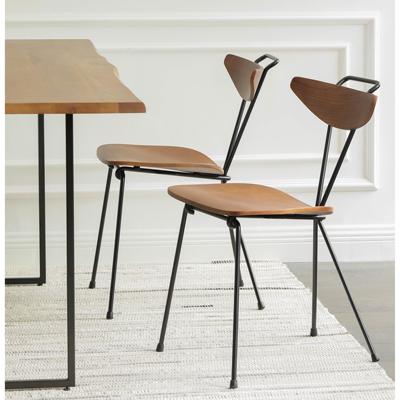 北欧餐椅铁艺loft工业风餐厅靠背休闲椅创意网红水曲柳椅「树吱」