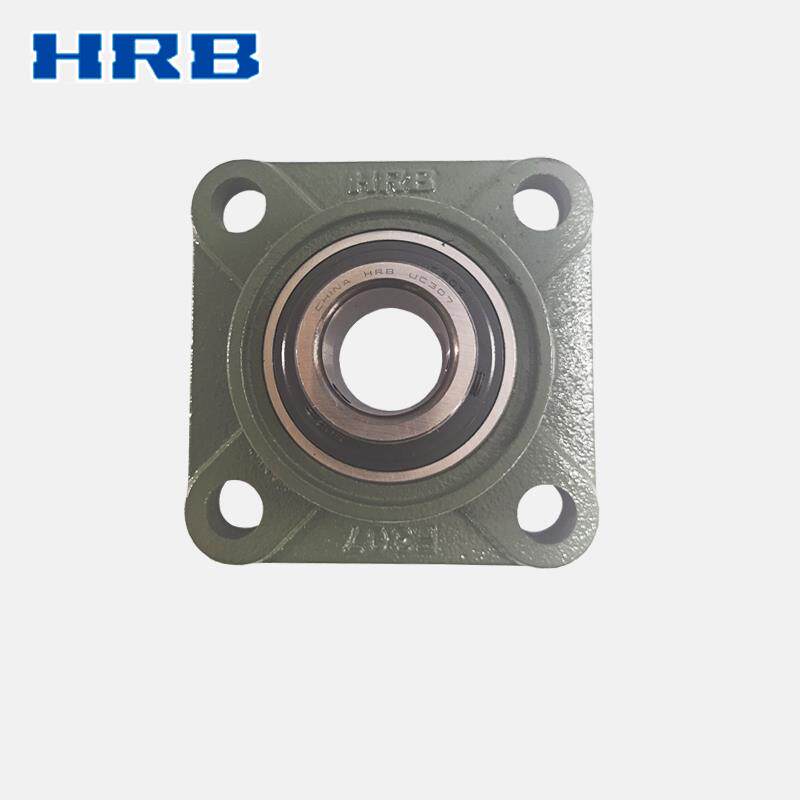 HRB UCF307 哈尔滨轴承带顶丝外圆柱面球带座凸台方形座 F90607