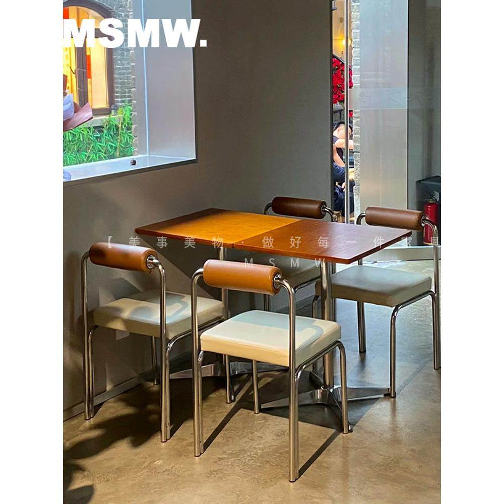 网红咖啡厅奶茶店海洋板餐桌工业风不锈钢简约韩式餐厅小吃店桌椅