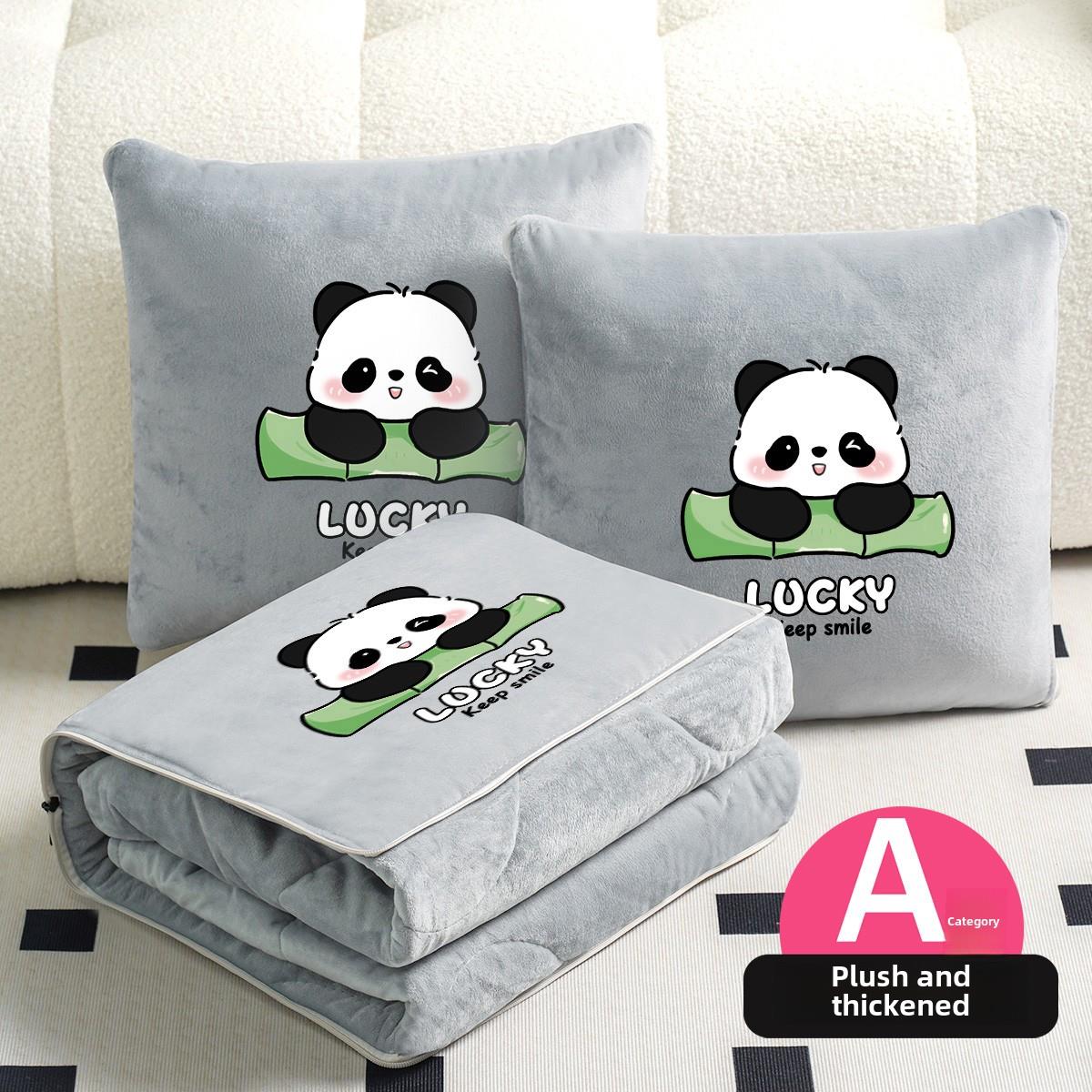 加绒加厚冬季抱枕被子两用办公室午休毯子空调被车载二合一珊瑚绒