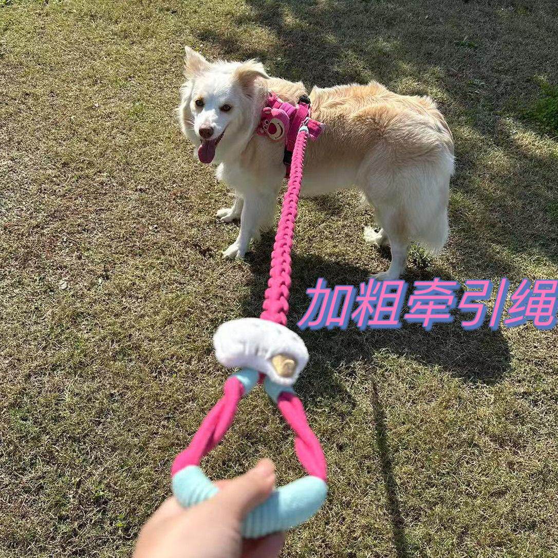 宠物牵引绳遛狗绳大狗一拖三超长加粗diy编织短款防爆冲防咬p绳