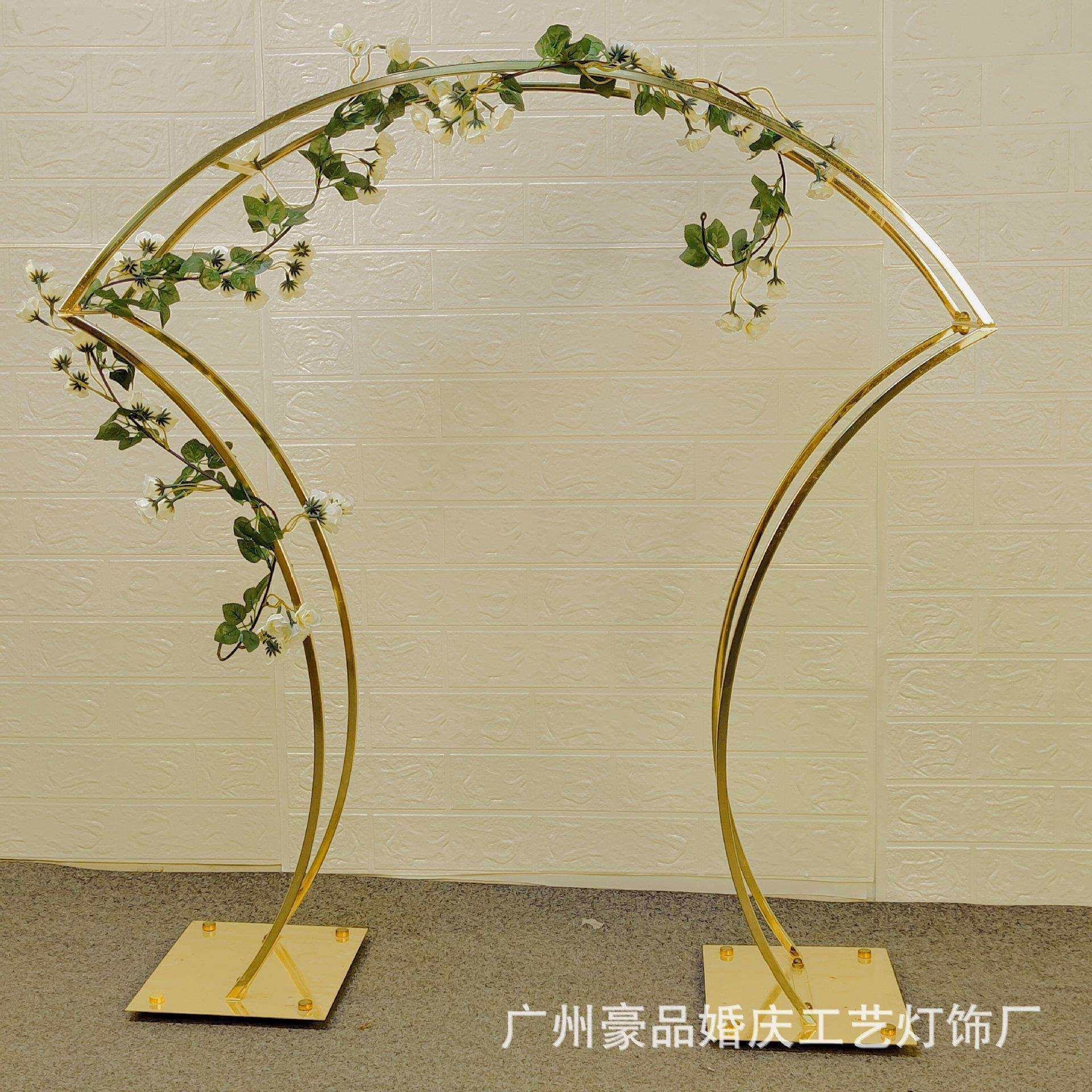 广州豪品婚庆金色拱门电镀拱形桌摆花架婚礼展示布置创意道具金门