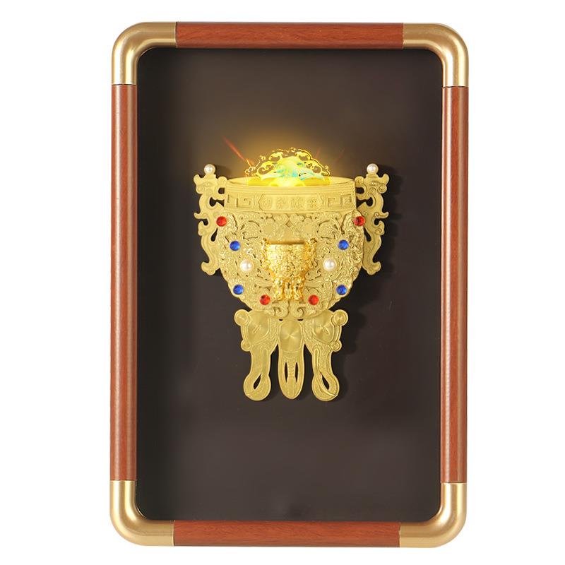冰箱贴相框摆件金瓯永固杯客厅玄关办公室家居装饰摆件实木画框