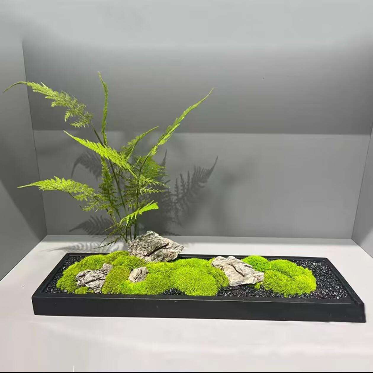 会议桌长形微景观造景摆件办公室售楼大厅永生苔藓绿植造景