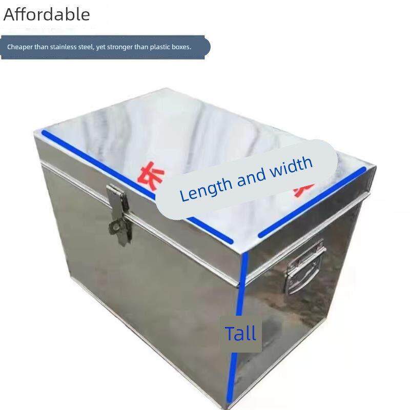 铁皮箱子带锁加厚镀锌白铁皮工具箱收纳后备箱储物防潮防锈带锁扣
