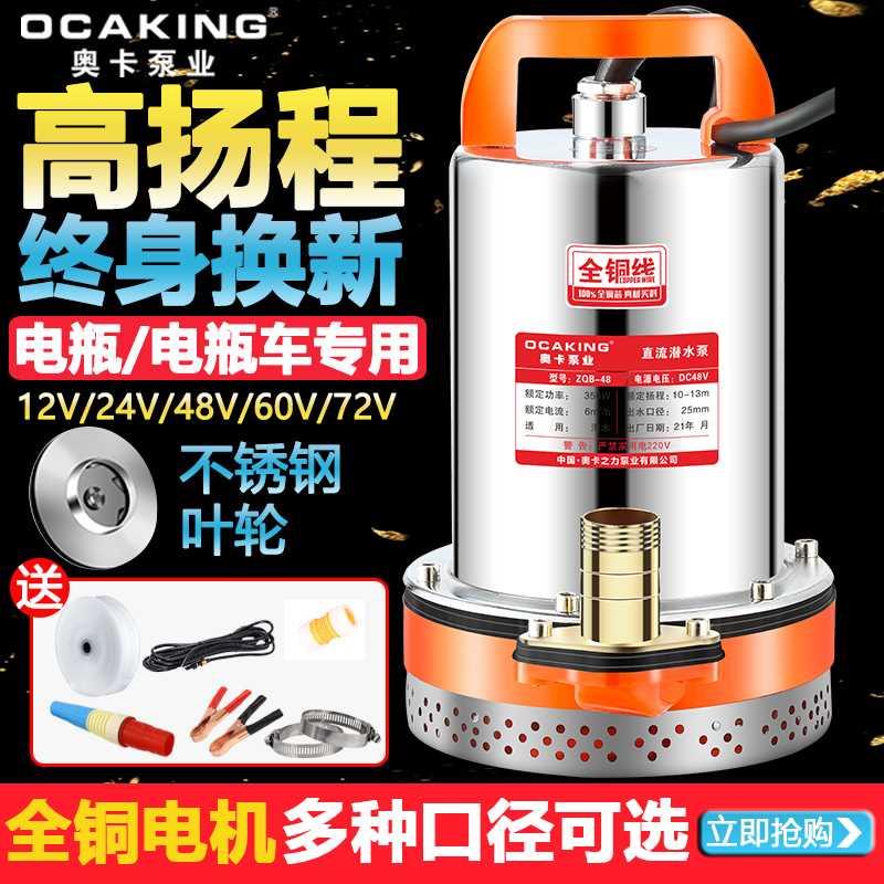 直流潜水泵12v48v小型高扬程农用灌溉家用电瓶电动车无刷抽水泵机