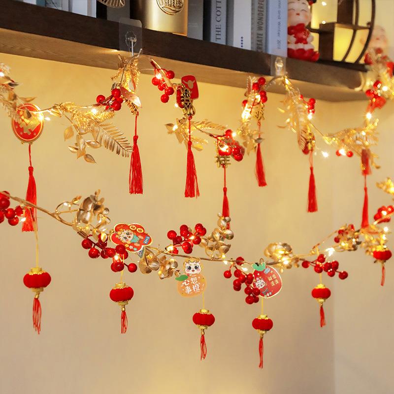 新年前台装饰过年室内春节店铺吊饰场景布置新春挂饰福果藤条挂件