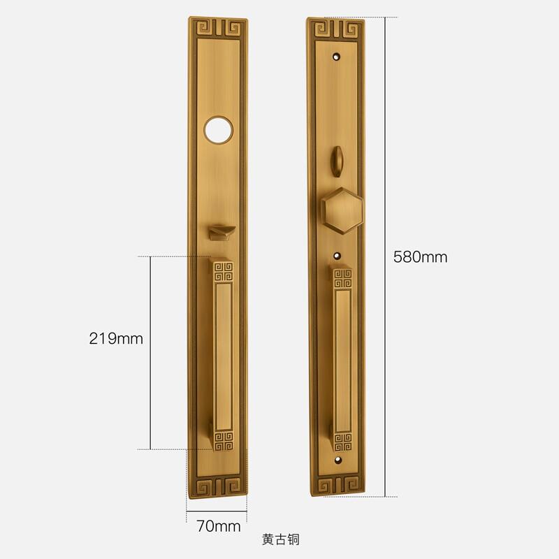 新中式复古古铜色别墅对开实木大门锁入户双开木门锁办公室加长锁