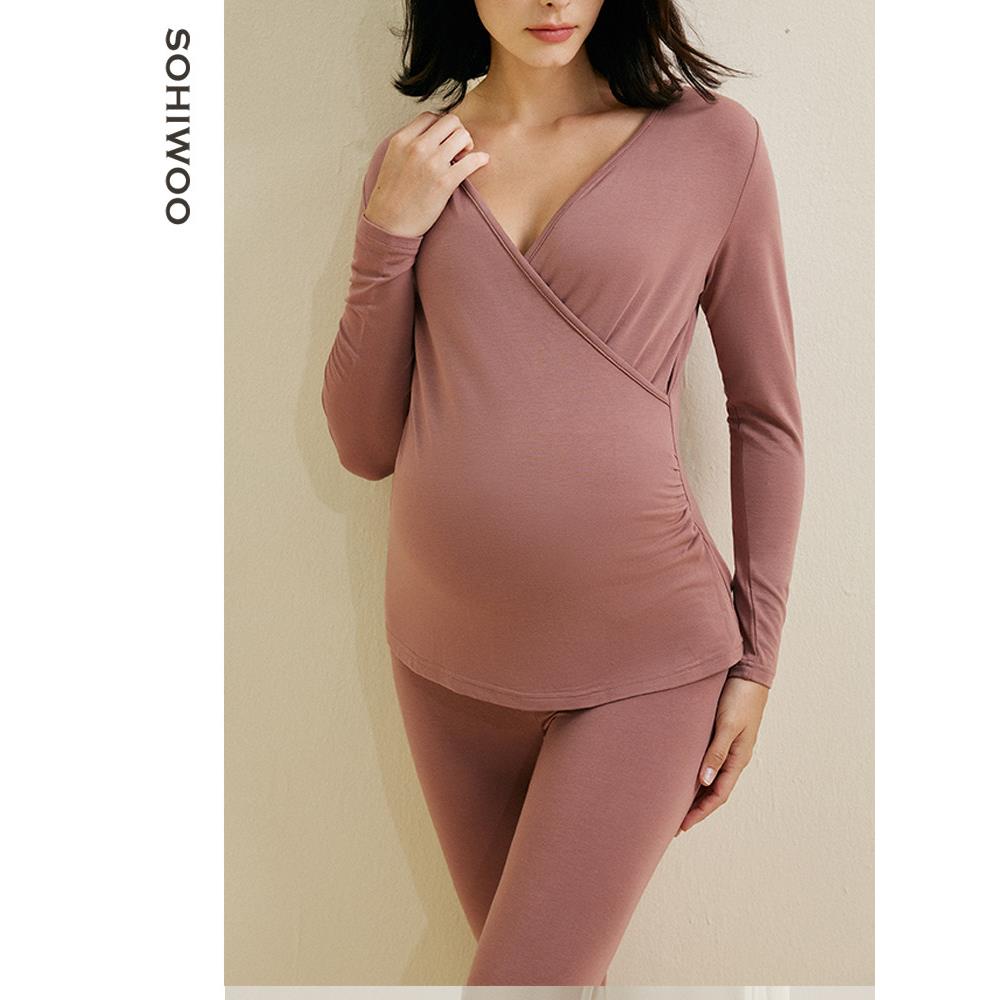 Sohiwoo孕妇秋装及长裤套装秋冬坐月子服孕期及产后哺乳妇女保暖