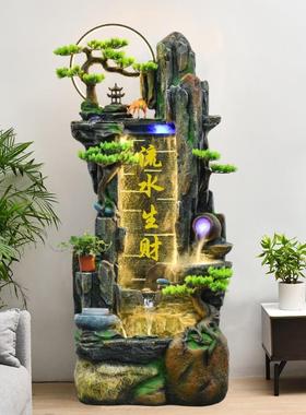 水幕墙假山流水喷泉落地招财摆件办公室客厅玄关风水轮鱼池景观