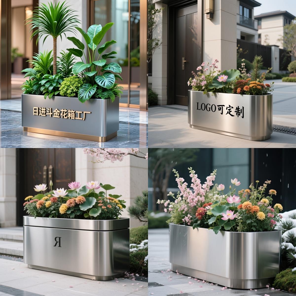 户外铁艺镀锌板花箱市政售楼部广场商业街围栏隔断花槽外摆花坛