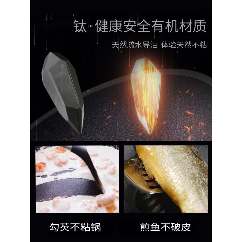 IYR7纯钛不粘锅炒锅家用钛锅有钛炒菜锅无涂层平底锅全钛电磁炉煤
