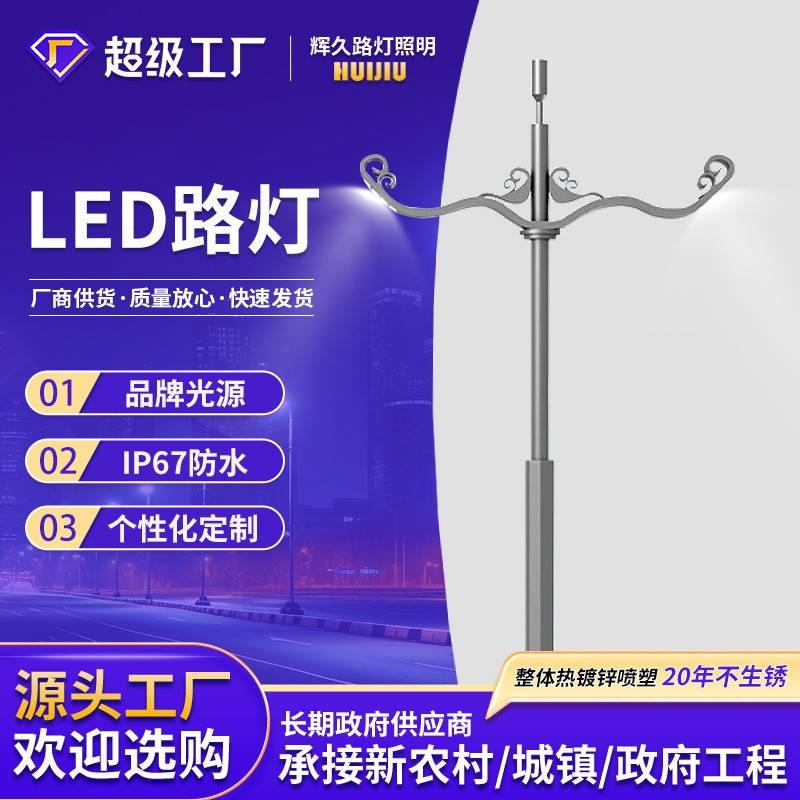 景观灯led单双臂高杆灯市电新农村户外照明灯带广场球场高亮路灯