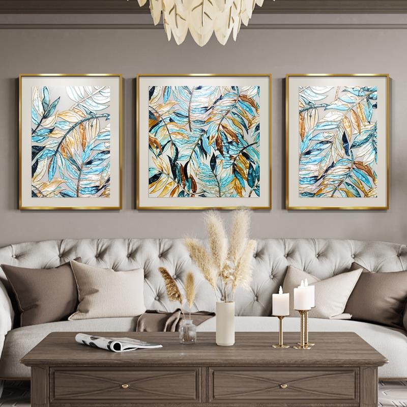 法式轻奢三联画 画掐丝珐瑯彩挂画 画客厅沙发背景墙壁画 画家大