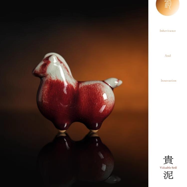 贵泥-钧红窑变！小唐马！非遗钧瓷十二生肖创意文创摆件送朋友礼