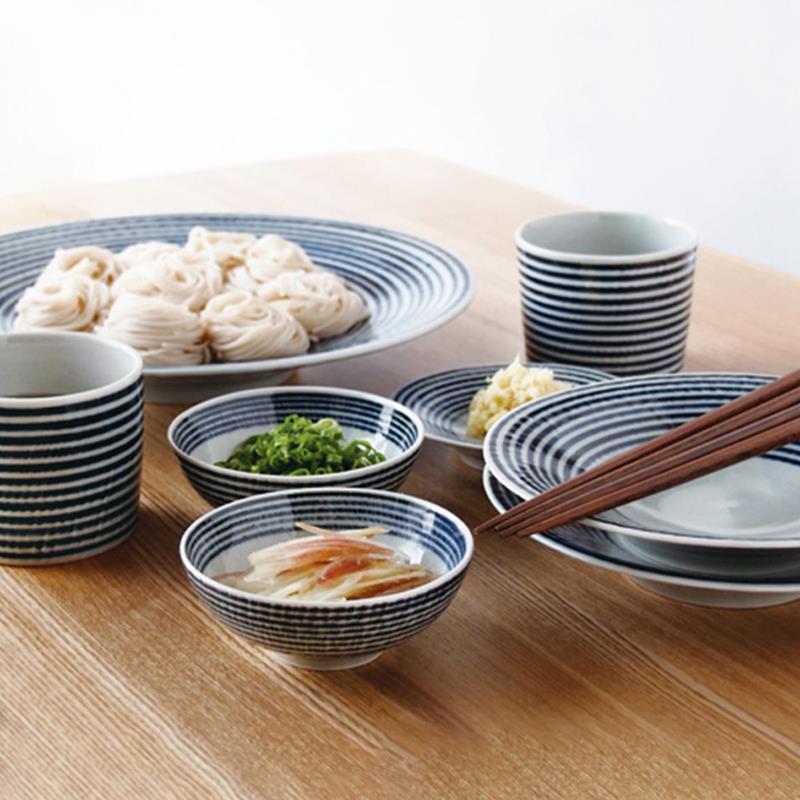 日本Barbar蓝驹条纹拉面 面碗陶瓷钵碗家用汤碗大日式条纹餐具米