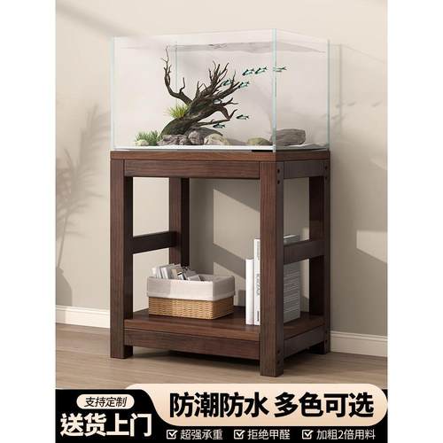 鱼缸架客厅2024新款双层实木承重定制底座底架生态缸专用鱼缸架子