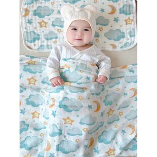 星月竹纤维双层纱布包巾裹布夏薄新生儿包单包被宝宝盖毯婴儿抱被